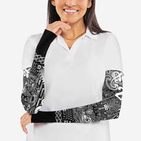 Custom New Zealand Taiaha Maori Arm Sleeves Kiwikiwi Minimalist Silver Fern Tukutuku Motif