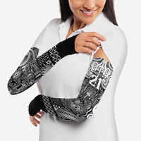 Custom New Zealand Taiaha Maori Arm Sleeves Kiwikiwi Minimalist Silver Fern Tukutuku Motif