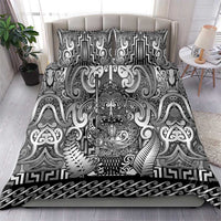 New Zealand Taiaha Maori Bedding Set Kiwikiwi Minimalist Silver Fern Tukutuku Motif