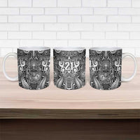 Custom New Zealand Taiaha Maori Ceramic Mug Kiwikiwi Minimalist Silver Fern Tukutuku Motif LT9 - Polynesian Pride