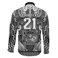 Custom New Zealand Taiaha Maori Family Matching Off Shoulder Short Dress and Hawaiian Shirt Kiwikiwi Minimalist Silver Fern Tukutuku Motif LT9 - Polynesian Pride