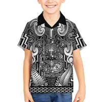 Custom New Zealand Taiaha Maori Kid Hawaiian Shirt Kiwikiwi Minimalist Silver Fern Tukutuku Motif LT9 Kid White - Polynesian Pride