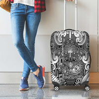 New Zealand Taiaha Maori Luggage Cover Kiwikiwi Minimalist Silver Fern Tukutuku Motif LT9 - Polynesian Pride