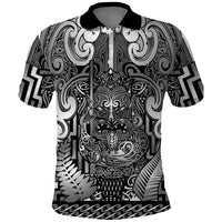 Custom New Zealand Taiaha Maori Polo Shirt Kiwikiwi Minimalist Silver Fern Tukutuku Motif