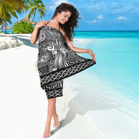 New Zealand Taiaha Maori Sarong Kiwikiwi Minimalist Silver Fern Tukutuku Motif