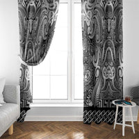 New Zealand Taiaha Maori Window Curtain Kiwikiwi Minimalist Silver Fern Tukutuku Motif