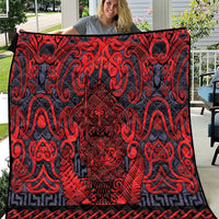 New Zealand Taiaha Maori Quilt Whero Minimalist Silver Fern Tukutuku Motif LT9 Red - Polynesian Pride