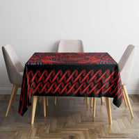 New Zealand Taiaha Maori Tablecloth Whero Minimalist Silver Fern Tukutuku Motif