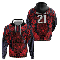 Custom New Zealand Taiaha Maori Zip Hoodie Whero Minimalist Silver Fern Tukutuku Motif LT9 - Polynesian Pride