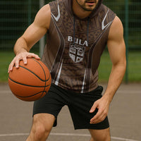 Custom Oceania Football Bula Fiji Sleeveless Hoodie Polynesian Tribal Pattern