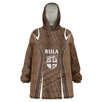 Custom Oceania Football Bula Fiji Wearable Blanket Hoodie Polynesian Tribal Pattern LT9 One Size Brown - Polynesian Pride