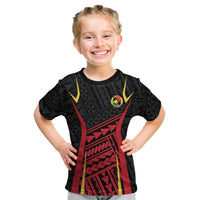 Custom Oceania Football Papua New Guinea Kid T Shirt Polynesian Tribal Pattern