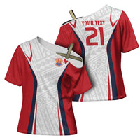 Custom Oceania Football Tahiti Cross Shoulder Shirt Polynesian Tribal Pattern