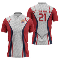 Custom Oceania Football Tahiti Zipper Polo Shirt Polynesian Tribal Pattern