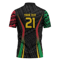 Custom Oceania Football Vanuatu Zipper Polo Shirt Polynesian Tribal Pattern