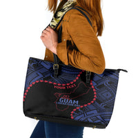 Personalized Guam 80th Anniversary Liberation Day Leather Tote Bag Guahan Basic Seal LT9 Black - Polynesian Pride