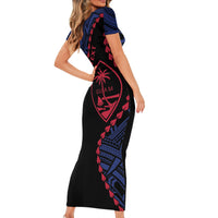 Personalized Guam 80th Anniversary Liberation Day Short Sleeve Bodycon Dress Guahan Basic Seal LT9 - Polynesian Pride