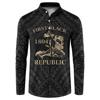Personalized Haiti First Black Republic Button Sweatshirt Negre Marron With Map And Flag LT9 Black - Polynesian Pride