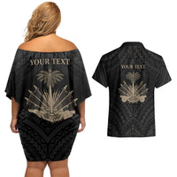 Personalized Haiti First Black Republic Couples Matching Off Shoulder Short Dress and Hawaiian Shirt Negre Marron With Map And Flag LT9 - Polynesian Pride