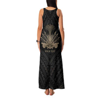 Personalized Haiti First Black Republic Family Matching Tank Maxi Dress and Hawaiian Shirt Negre Marron With Map And Flag