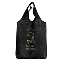 Personalized Haiti First Black Republic Grocery Bag Negre Marron With Map And Flag LT9 - Polynesian Pride