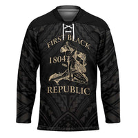 Personalized Haiti First Black Republic Hockey Jersey Negre Marron With Map And Flag - Polynesian Pride