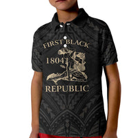 Personalized Haiti First Black Republic Kid Polo Shirt Negre Marron With Map And Flag LT9 Kid Black - Polynesian Pride