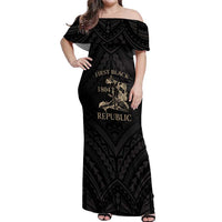 Personalized Haiti First Black Republic Off Shoulder Maxi Dress Negre Marron With Map And Flag
