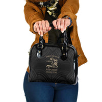 Personalized Haiti First Black Republic Shoulder Handbag Negre Marron With Map And Flag
