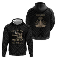 Personalized Haiti First Black Republic Zip Hoodie Negre Marron With Map And Flag