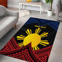 Personalized Philippines Area Rug Polynesian Tribal Tattoo with Filipino Flag Motif