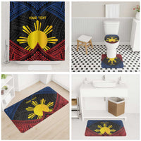 Personalized Philippines Bathroom Set Polynesian Tribal Tattoo with Filipino Flag Motif - Polynesian Pride