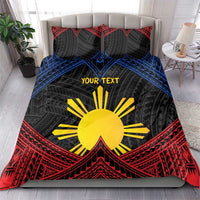 Personalized Philippines Bedding Set Polynesian Tribal Tattoo with Filipino Flag Motif