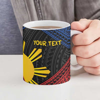 Personalized Philippines Ceramic Mug Polynesian Tribal Tattoo with Filipino Flag Motif - Polynesian Pride