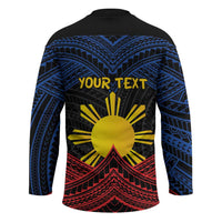 Personalized Philippines Hockey Jersey Polynesian Tribal Tattoo with Filipino Flag Motif - Polynesian Pride