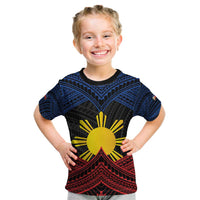 Personalized Philippines Kid T Shirt Polynesian Tribal Tattoo with Filipino Flag Motif