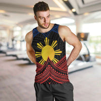Personalized Philippines Men Tank Top Polynesian Tribal Tattoo with Filipino Flag Motif