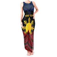 Personalized Philippines Tank Maxi Dress Polynesian Tribal Tattoo with Filipino Flag Motif