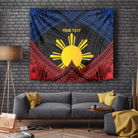 Personalized Philippines Tapestry Polynesian Tribal Tattoo with Filipino Flag Motif