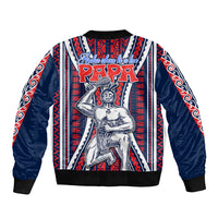 Aotearoa Father's Day Gift For Dad Sleeve Zip Bomber Jacket Aroha Ahau Ki A Koe Papa - Maori Style Pattern LT9 - Polynesian Pride