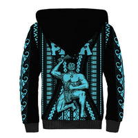 Personalised Aotearoa Father's Day Gift For Dad Sherpa Hoodie Aroha Ahau Ki A Koe Papa - Aqua Maori Style Pattern LT9 - Polynesian Pride