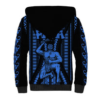 Personalised Aotearoa Father's Day Gift For Dad Sherpa Hoodie Aroha Ahau Ki A Koe Papa - Blue Maori Style Pattern LT9 - Polynesian Pride