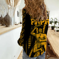 Personalised Aotearoa Father's Day Gift For Dad Women Casual Shirt Aroha Ahau Ki A Koe Papa - Gold Maori Style Pattern LT9 - Polynesian Pride