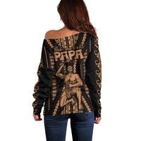Custom Maori Fathers Day New Zealand Off Shoulder Sweater Aroha Ahau Ki A Koe Papa - Nude LT9 - Polynesian Pride
