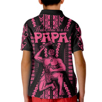 Maori Fathers Day New Zealand Kid Polo Shirt Aroha Ahau Ki A Koe Papa - Pink LT9 - Polynesian Pride