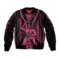 Custom Maori Fathers Day New Zealand Bomber Jacket Aroha Ahau Ki A Koe Papa - Pink LT9 Unisex Pink - Polynesian Pride