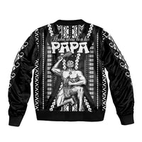 Maori Fathers Day New Zealand Sleeve Zip Bomber Jacket Aroha Ahau Ki A Koe Papa - Black LT9 - Polynesian Pride