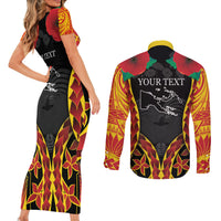 Personalised Papua New Guinea Remembrance Day Couples Matching Short Sleeve Bodycon Dress and Long Sleeve Button Shirt