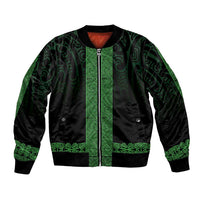 New Zealand Maori Kowhaiwhai Bomber Jacket Kakariki Maui and Mangopare LT9 Unisex Green - Polynesian Pride