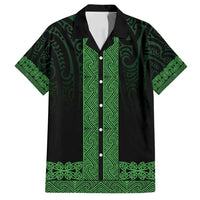 New Zealand Maori Kowhaiwhai Family Matching Off Shoulder Maxi Dress and Hawaiian Shirt Kakariki Maui and Mangopare LT9 Dad's Shirt - Short Sleeve Green - Polynesian Pride
